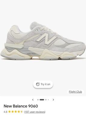 New Balance 9060 Sneakers Quartz Grey suede  Light Grey and Cream 8.5 women’s